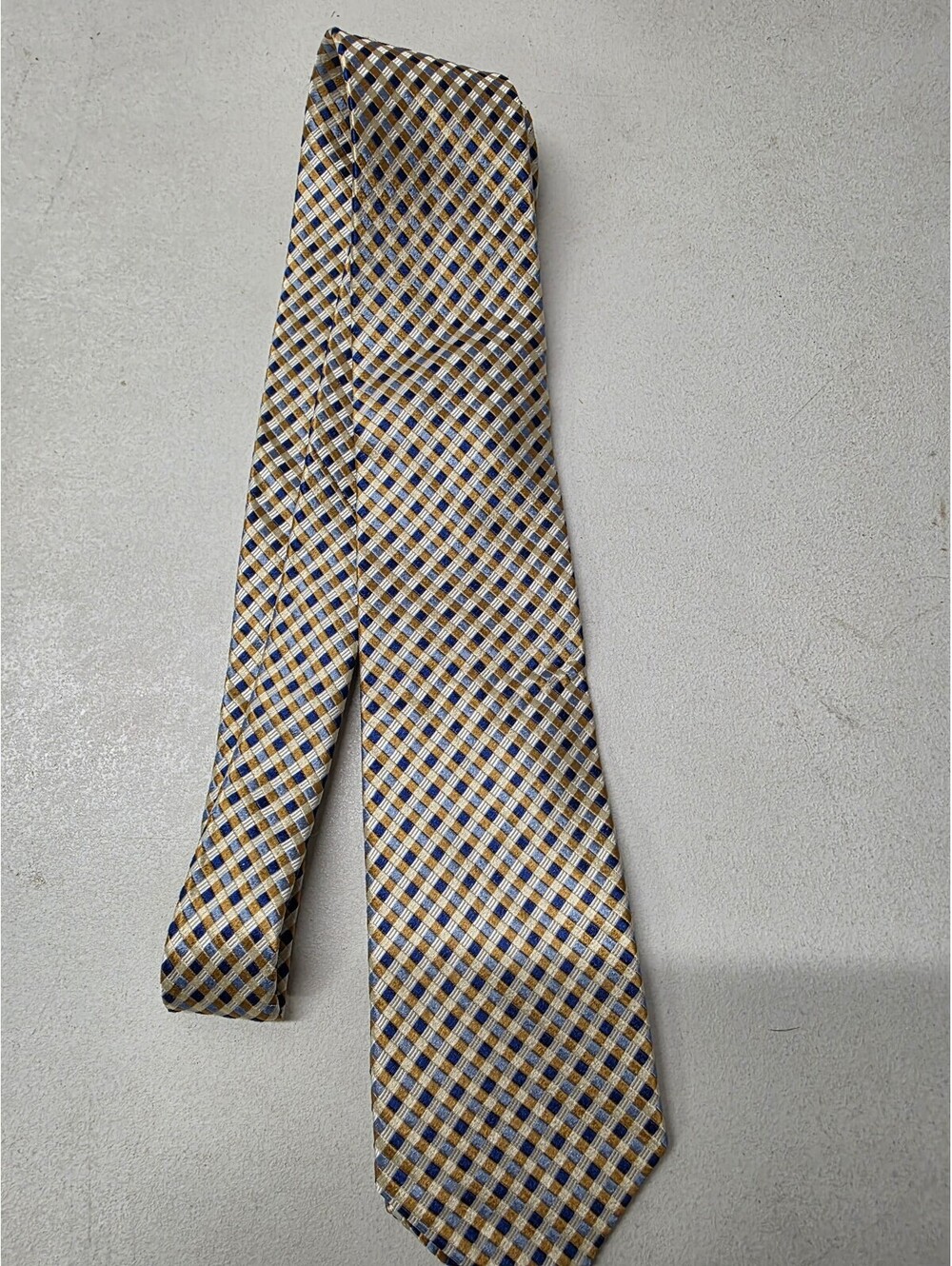 Christoph F. Kuehn Berlin - Gold/blue check - silk handmade tie